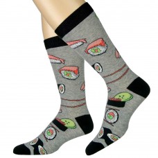 K. Bell Men's Sushi Crew Socks, Gray Heather, Sock Size 10-13/Shoe Size 6.5-12, 1 Pair