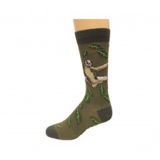 K. Bell Men's Sloth Crew Socks, Green Heather, Sock Size 10-13/Shoe Size 6.5-12, 1 Pair