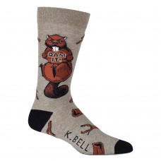 K. Bell Men's Dam It Crew Socks, Brown Heather, Sock Size 10-13/Shoe Size 6.5-12, 1 Pair