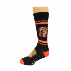 K. Bell Men's Lions & Tigers Crew Socks, Black, Sock Size 10-13/Shoe Size 6.5-12, 1 Pair