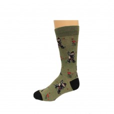 K. Bell Men's Garden Ninja Gnomes Crew Socks, Green Heather, Sock Size 10-13/Shoe Size 6.5-12, 1 Pair