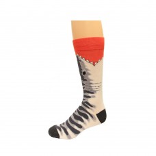K. Bell Men's Tiger Shark Crew Socks, Gray Heather, Sock Size 10-13/Shoe Size 6.5-12, 1 Pair