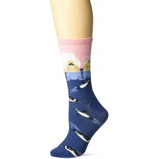 K. Bell Walrus Crew Socks 1 Pair, Blue, Womens Sock Size 9-11/Shoe Size 4-10