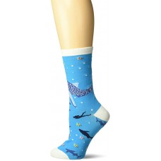 K. Bell Whale Shark Crew Socks 1 Pair, Blue, Womens Sock Size 9-11/Shoe Size 4-10
