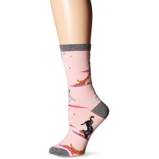 K. Bell Yoga Dogs Crew Socks 1 Pair, Pink, Womens Sock Size 9-11/Shoe Size 4-10