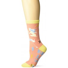 K. Bell Gemini Crew Socks 1 Pair, Orange, Womens Sock Size 9-11/Shoe Size 4-10