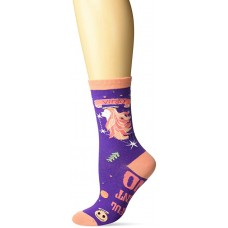 K. Bell Virgo Crew Socks 1 Pair, Purple, Womens Sock Size 9-11/Shoe Size 4-10