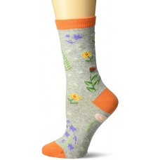 K. Bell Botanical Florals Crew Socks 1 Pair, Gray, Womens Sock Size 9-11/Shoe Size 4-10