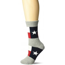 K. Bell Texas Flag Crew - American Made Socks 1 Pair, Gray Heather, Womens Sock Size 9-11/Shoe Size 4-10