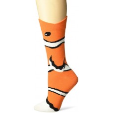 K. Bell Wide Mouth Clown Fish Crew Socks 1 Pair, Orange, Womens Sock Size 9-11/Shoe Size 4-10
