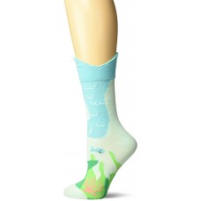 K. Bell Wide Mouth Mermaid Tail Crew Socks 1 Pair, Turquoise, Womens Sock Size 9-11/Shoe Size 4-10