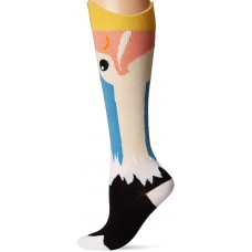 K. Bell Wide Mouth Ostrich Knee High Socks 1 Pair, White, Womens Sock Size 9-11/Shoe Size 4-10