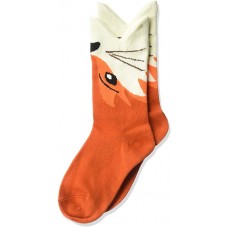 K. Bell Kid's Wide Mouth Fox Crew Socks Socks 1 Pair, Rust, Kids Sock Size 7-8.5/Shoe Size 11-4