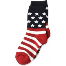 K. Bell Kid's American Flag Crew Socks Socks 1 Pair, R/W/B, Kids Sock Size 7-8.5/Shoe Size 11-4