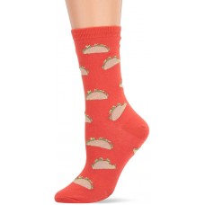 K. Bell Women's Food & Drink Novelty Casual Crew Socks, Tacos (red), Shoe Size: 4-10