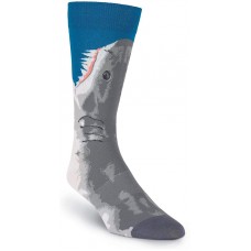 K. Bell Men's Great White Shark Crew, Blue, Mens Sock Size 10-13/Shoe Size 6.5-12, 1 Pair