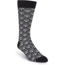 K. Bell Men's Tri Geo Crew Socks, Gray, Mens Sock Size 10-13/Shoe Size 6.5-12, 1 Pair