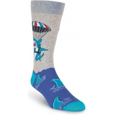 K. Bell Men's Parachut Shark Crew, Gray Heather, Mens Sock Size 10-13/Shoe Size 6.5-12, 1 Pair