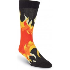 K. Bell Flame Crew, Black, Mens Sock Size 10-13/Shoe Size 6.5-12, 1 Pair
