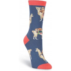 K. Bell Sloths Riding Llamas Crew, Navy, Womens Sock Size 9-11/Shoe Size 4-10, 1 Pair