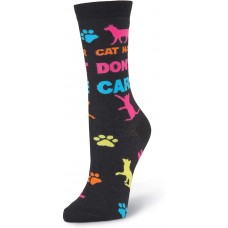 K. Bell Cat Hair Don't Care Crew, Black, Womens Sock Size 9-11/Shoe Size 4-10, 1 Pair