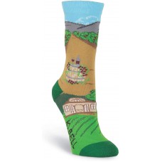 K. Bell Winery Crew - American Made, Green, Womens Sock Size 9-11/Shoe Size 4-10, 1 Pair