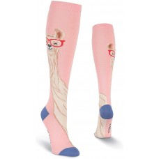 K. Bell Llama with Glasses Knee High, Pink, Womens Sock Size 9-11/Shoe Size 4-10, 1 Pair