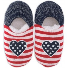 K. Bell Americana Heart Slippers, Navy, Womens Shoe Size 9-11, 1 Pair