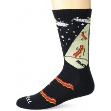 K. Bell Men's Bacon Abduction Crew Socks 1 Pair, Black, Men's  Size Shoe 10-13