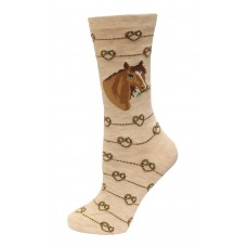 K. Bell Love Knot Horse Crew Socks 1 Pair, Oatmeal Heather, Women's  Size Shoe 9-11