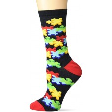 K. Bell 3D Jigsaw Crew Socks 1 Pair, Black, Women's  Size Shoe 9-11