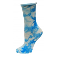 K. Bell Tie Dye Roll Top Crew Socks 1 Pair, Turquoise, Women's  Size Shoe 9-11