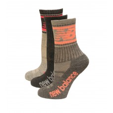 New Balance Crew Socks, Gray/Pink, (S) Ladies 4-6, 3 Pair