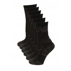 New Balance Crew Socks, Black, (S) Ladies 4-6, 6 Pair