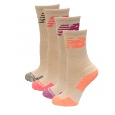 New Balance Crew Socks, White Multi, (M) Ladies 6-10/Mens 6-8.5, 6 Pair