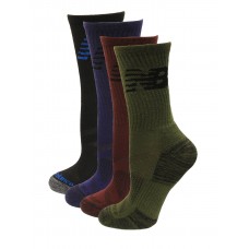 New Balance Crew Socks, Black Multi, (L) Ladies 10-13.5/Mens 8.5-12.5, 6 Pair