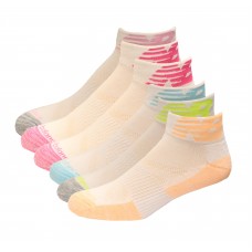 New Balance Quarter Socks, White Multi, (S) Ladies 4-6, 6 Pair