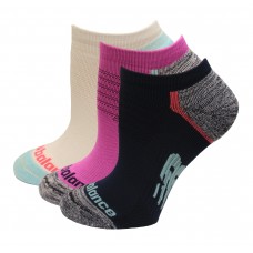 New Balance Strategic Cushion Running No Show Socks, White Multi, (M) Ladies 6-10/Mens 6-8.5, 3 Pair