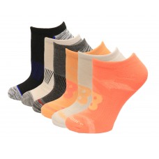 New Balance No Show Flatknit Socks, Black Multi, (M) Ladies 6-10/Mens 6-8.5, 6 Pair