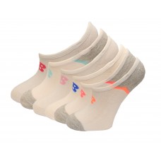 New Balance No Show Liner Socks, White Multi, (M) Ladies 6-10/Mens 6-8.5, 6 Pair