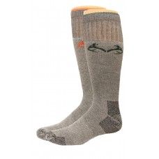 RealTree Heavyweight Merino Wool Elimishield Boot Socks, 2 Pair, Large (M 9-13), Green/Orange