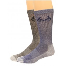 RealTree Men's CoolMax Crew Socks, 2 Pair, Large (M 9-13), Denim/Blk