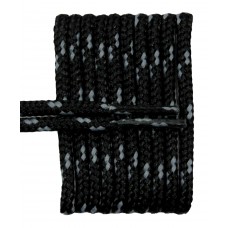 FeetPeople High Quality Round Laces For Boots And Shoes, Black With Silver Chip