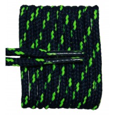 FeetPeople High Quality Round Laces For Boots And Shoes, Navy With Neon Green Chip