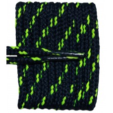 FeetPeople High Quality Round Laces For Boots And Shoes, Navy With Neon Yellow Chip