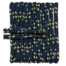FeetPeople High Quality Round Laces For Boots And Shoes, Navy With Yellow Chip