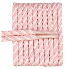 FeetPeople High Quality Round Laces For Boots And Shoes, Pink And White Stripe