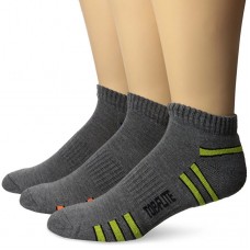 Top Flite Low Cut Stripe Socks, Dk Grey, (L) W 9-12 / M 9-13, 3 Pair