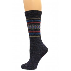 Wise Blend Aztec Crew Socks, 1 Pair, Denim, Medium, Shoe Size W 6-9