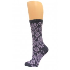 Wise Blend Damask Crew Socks, 1 Pair, Denim, Medium, Shoe Size W 6-9